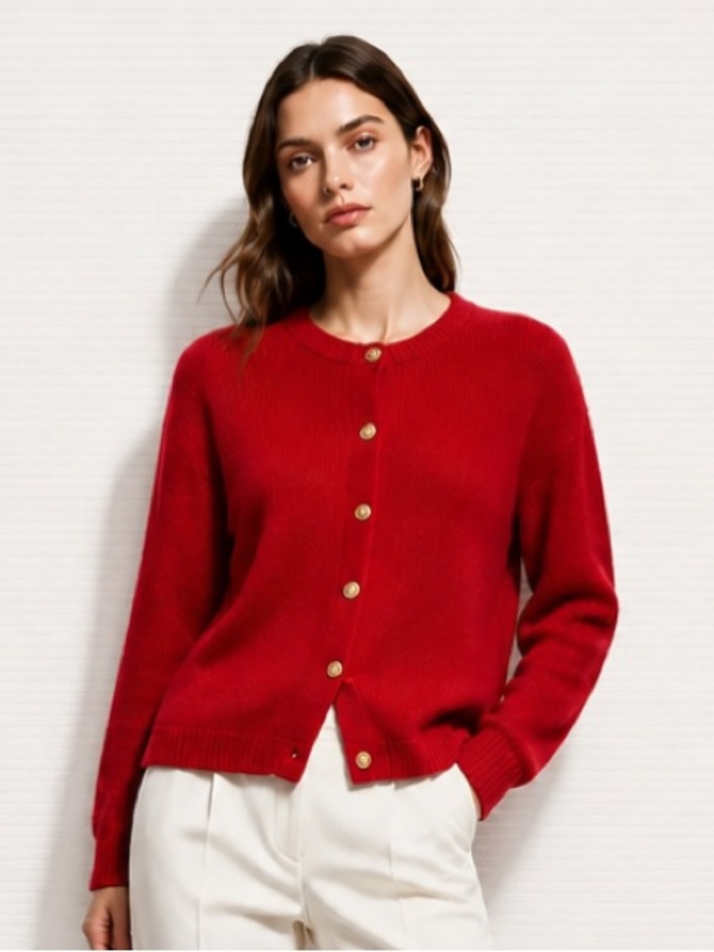 PENDLETON 100% Lambswool Cardigan Sweater Button Red Gold Classic Medium